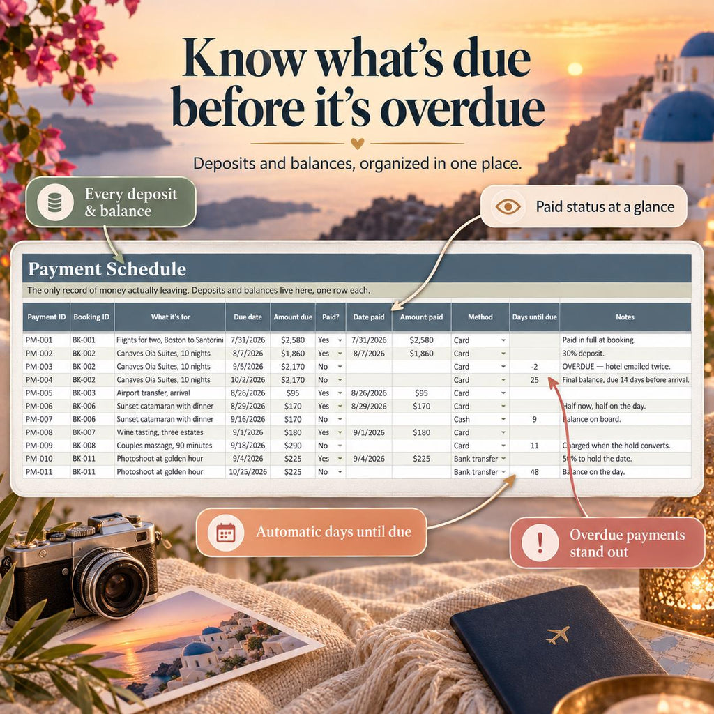 Honeymoon Planner Spreadsheet