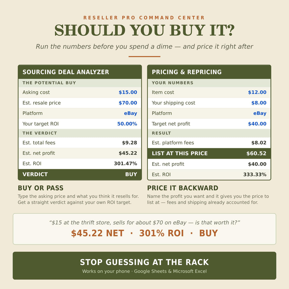 Reseller Spreadsheet PRO — Inventory
