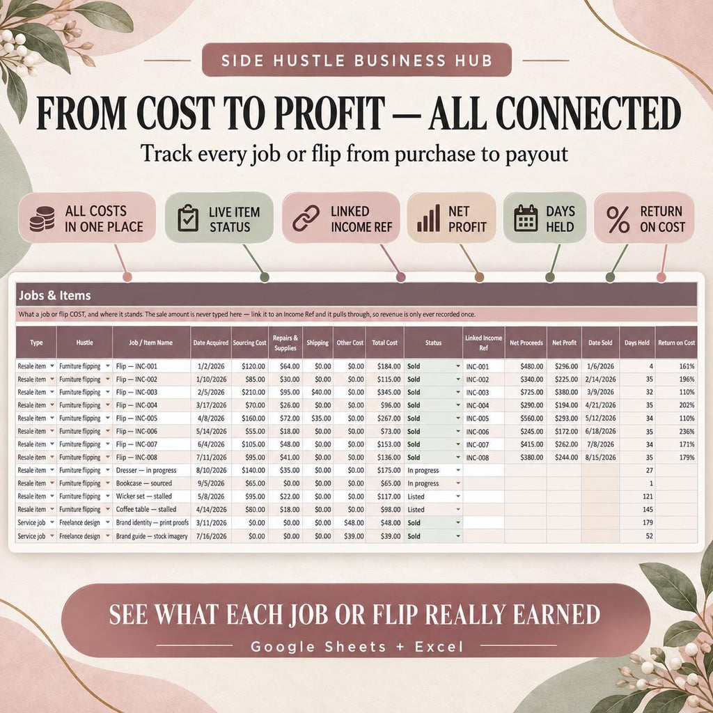 Side Hustle Business Hub Spreadsheet