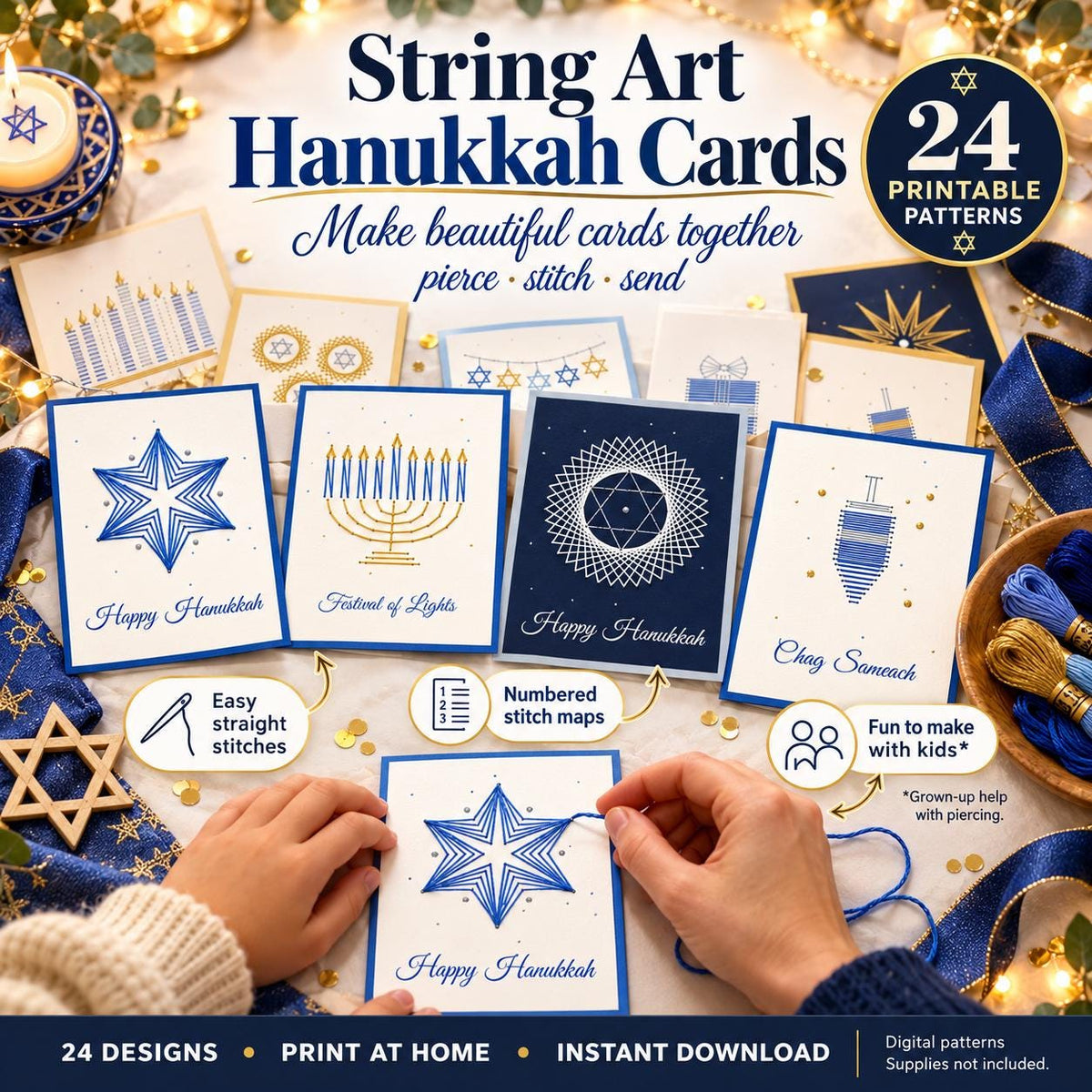 String Art Hanukkah Card Patterns