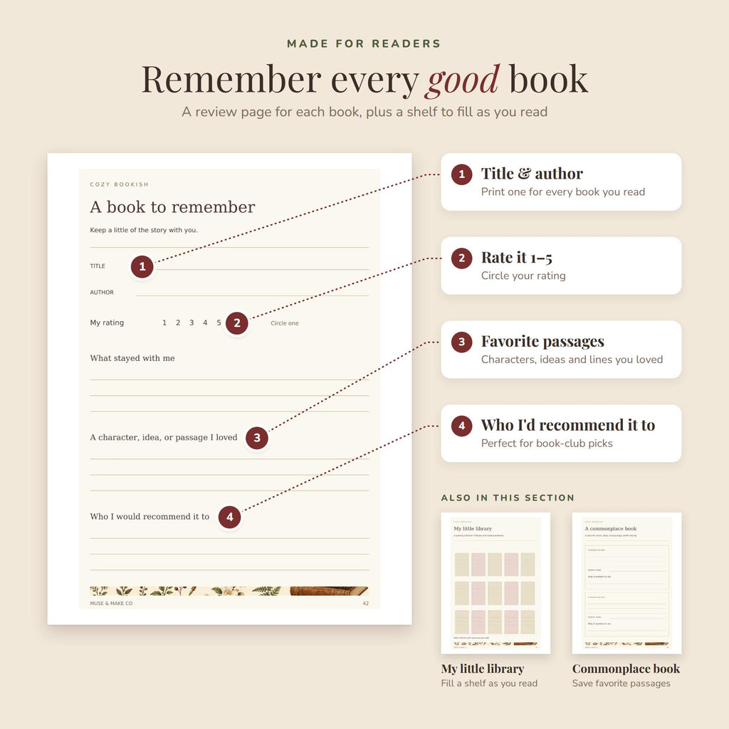 Cozy Bookish Printable Journal