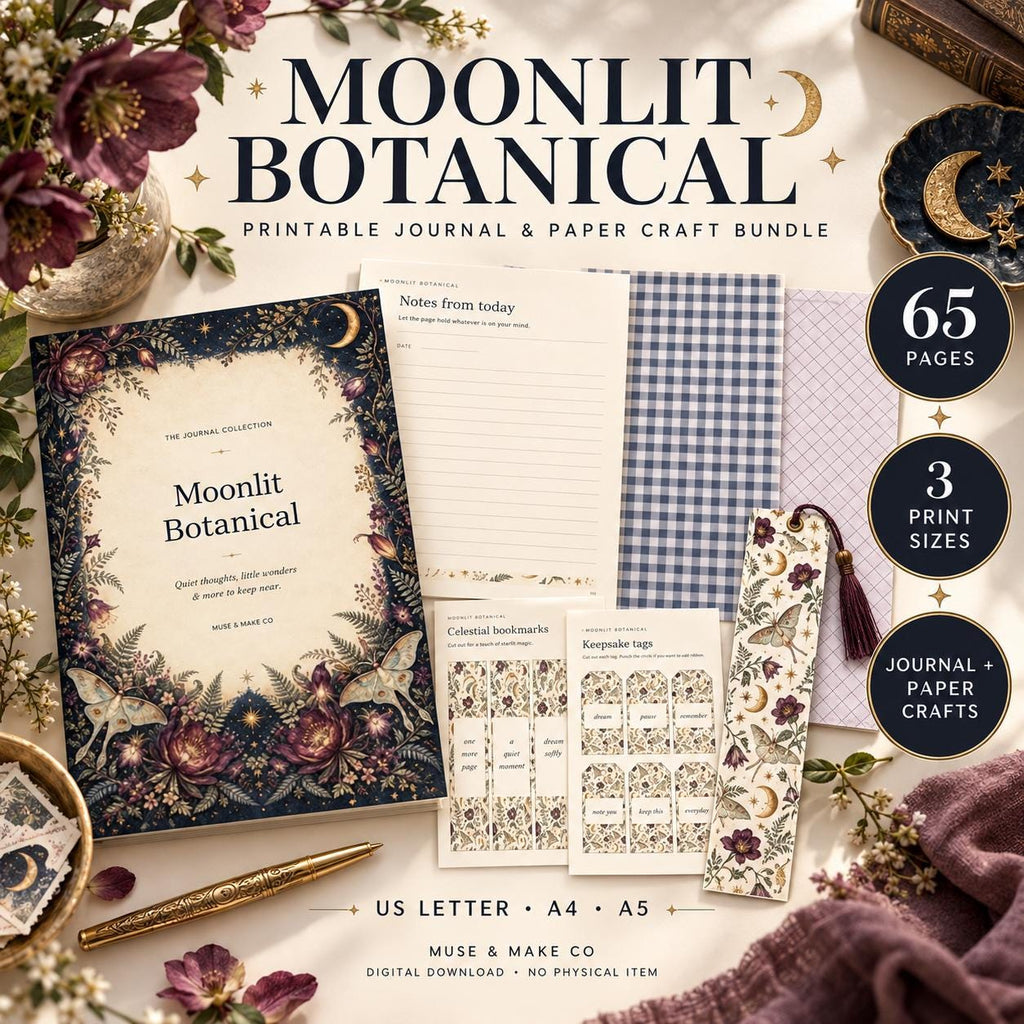 Moonlit Botanical Printable Journal