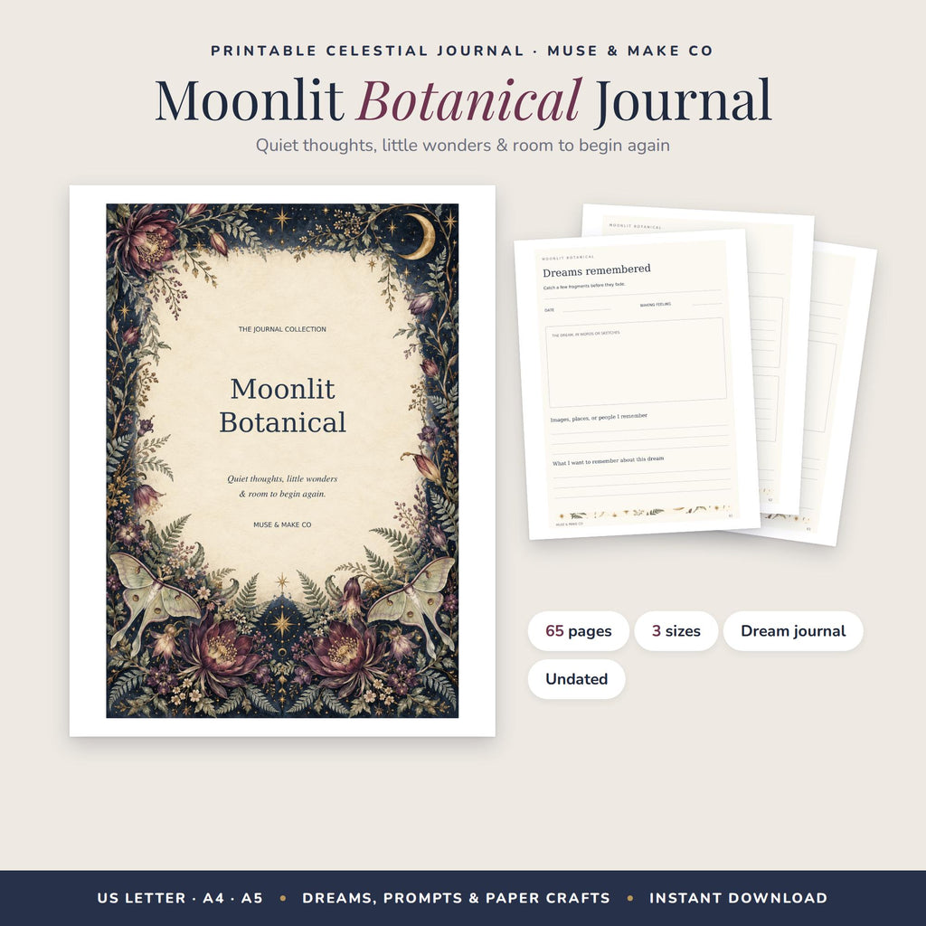 Moonlit Botanical Printable Journal