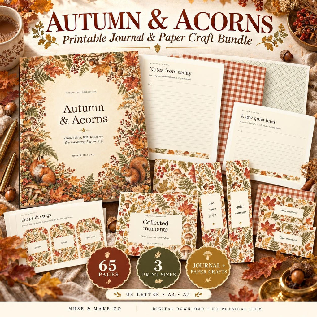 Autumn and Acorns Printable Journal