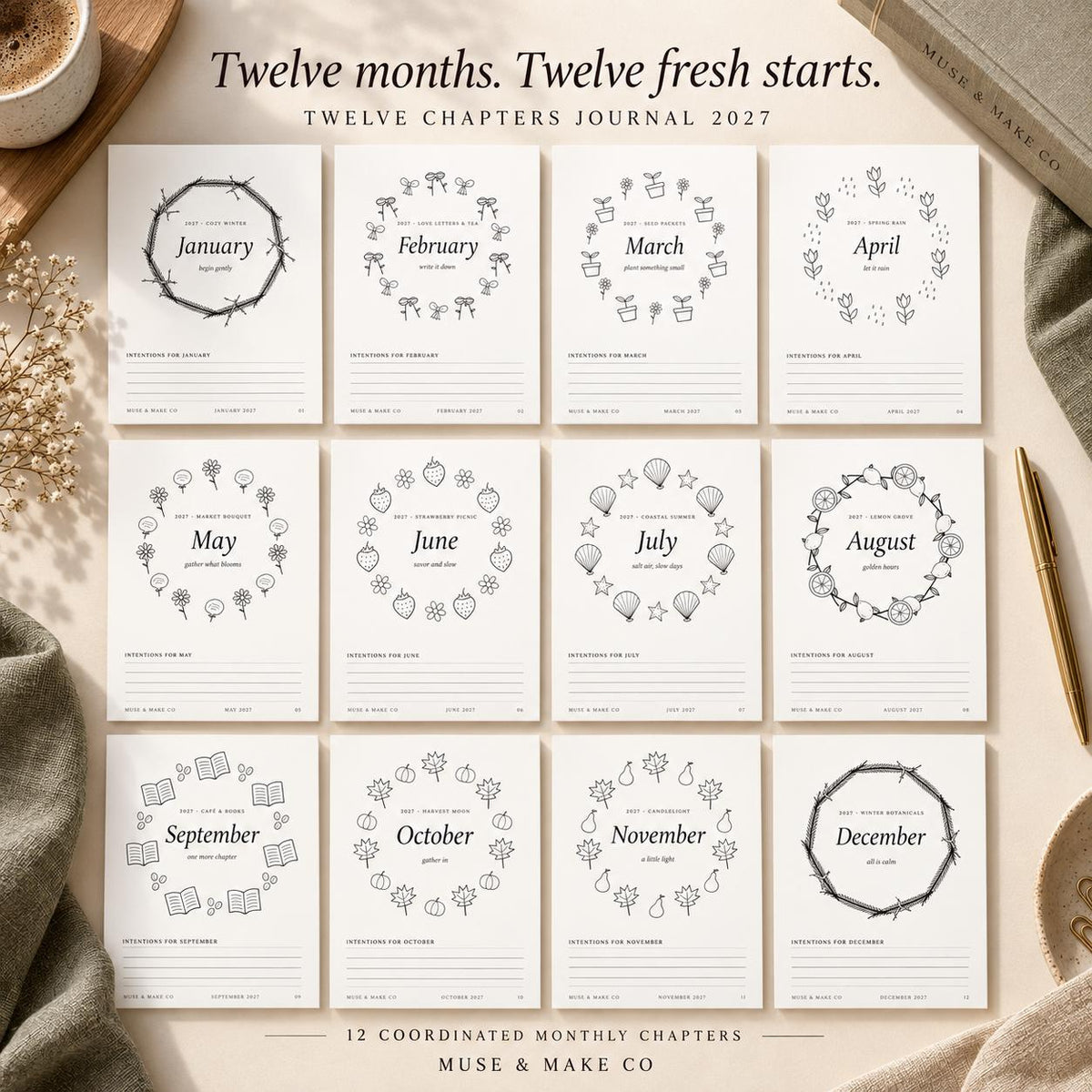 2027 Journal Bundle, 230 Printable Journal Pages