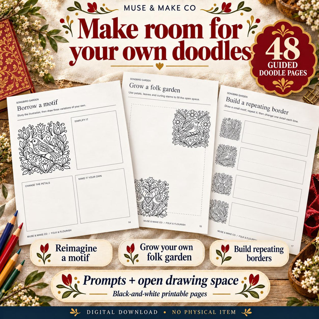 Folk Art Coloring Book Bundle