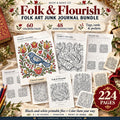 Folk Art Coloring Book Bundle