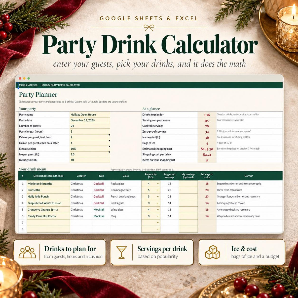 Holiday Cocktail Recipe Book