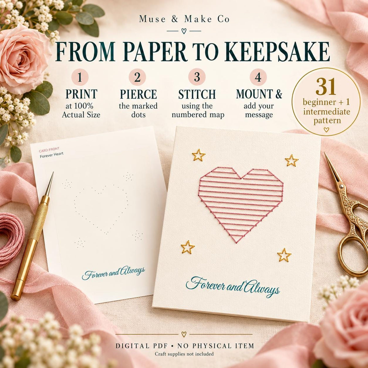 String Art Anniversary Cards Set