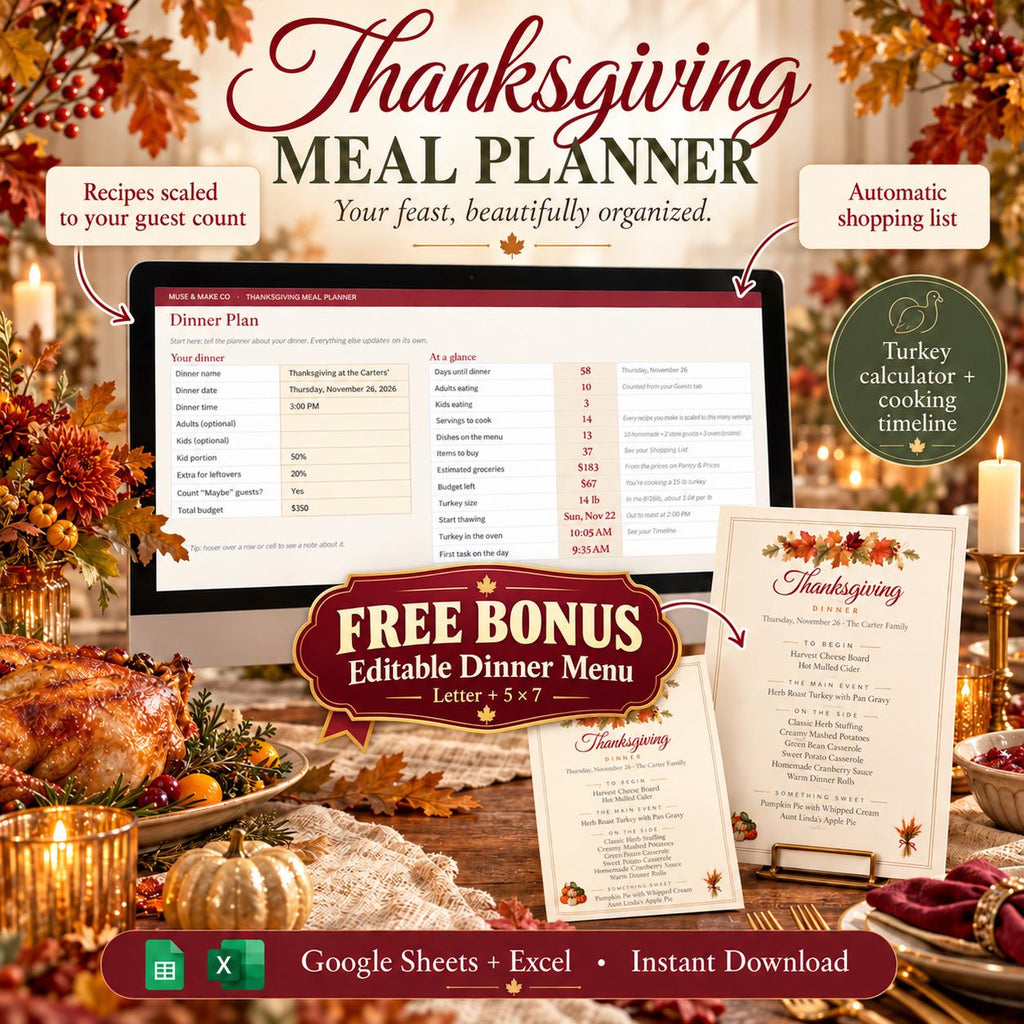 Thanksgiving Meal Planner Spreadsheet