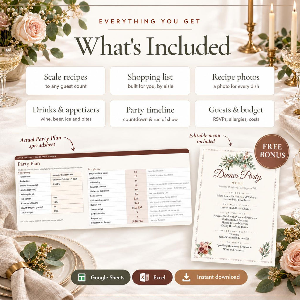 Dinner Party Planner Spreadsheet