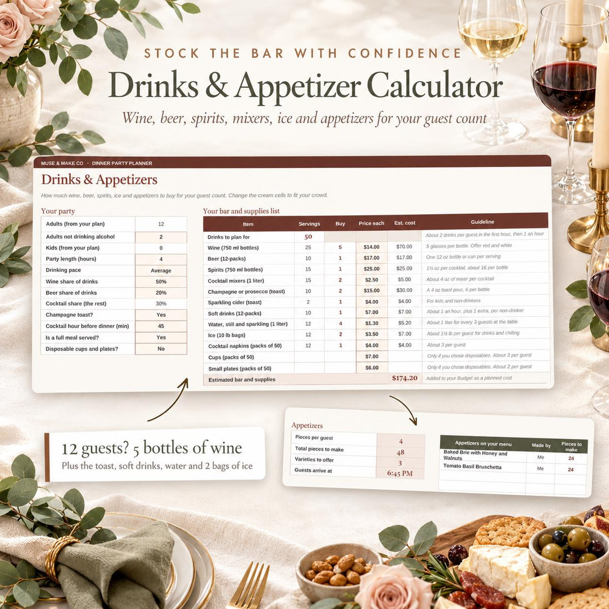 Dinner Party Planner Spreadsheet