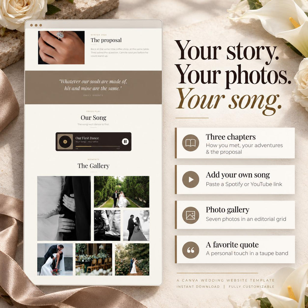 Espresso and Taupe Wedding Website Template with RSVP