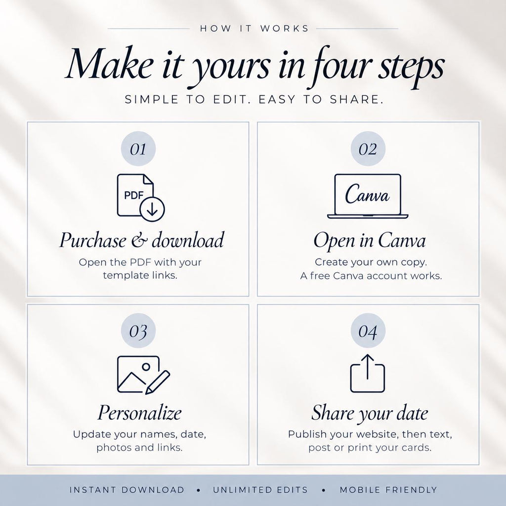 Dusty Blue Save the Date Website Template