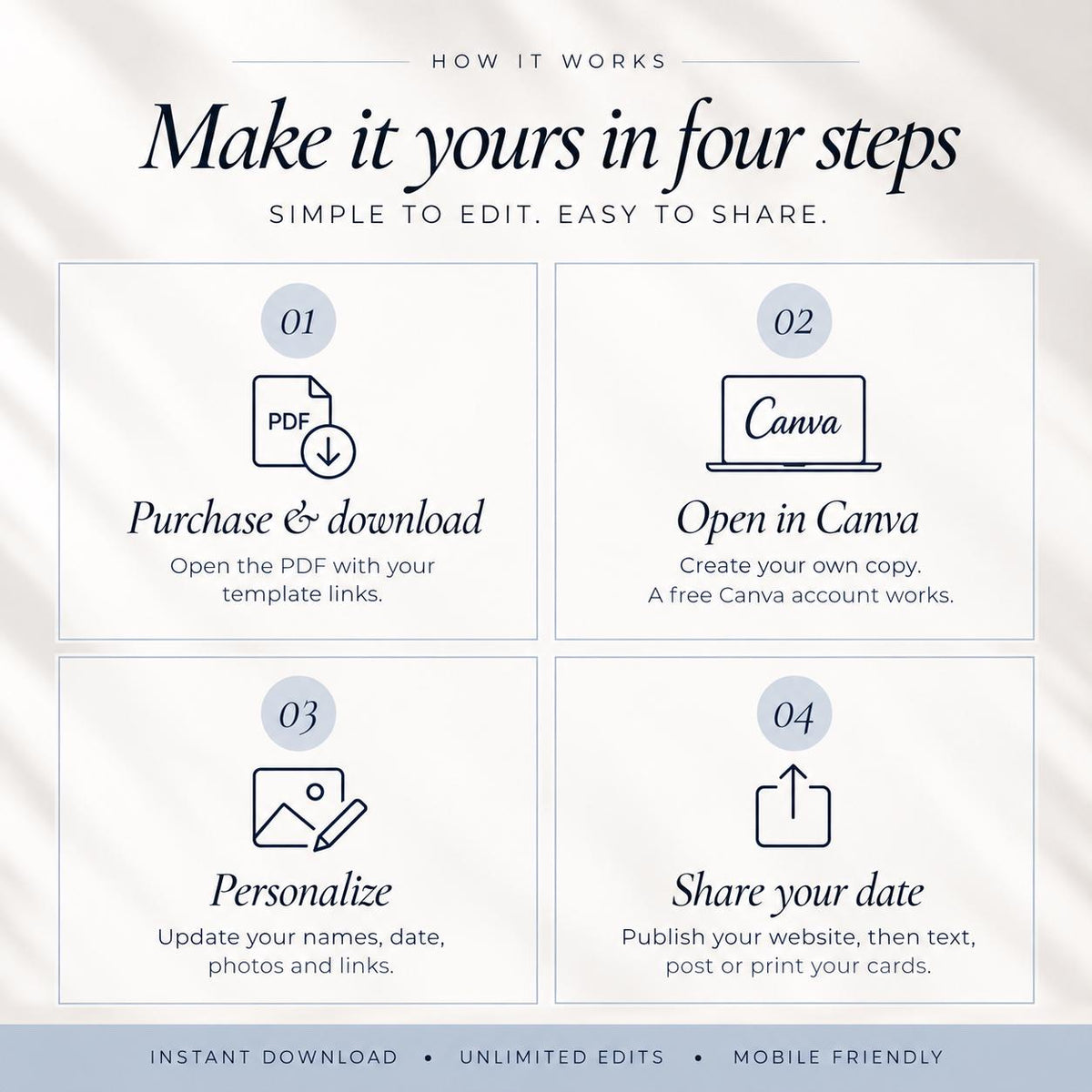 Dusty Blue Save the Date Website Template