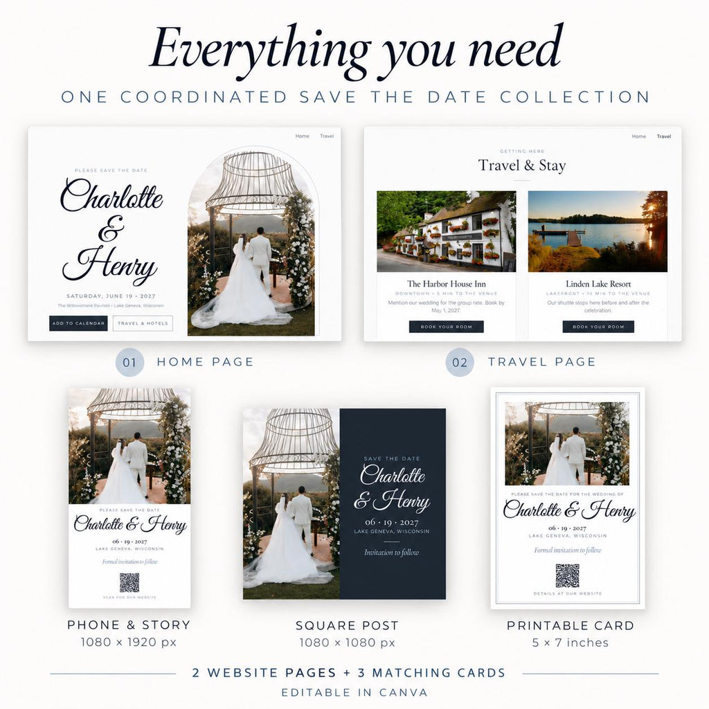 Dusty Blue Save the Date Website Template