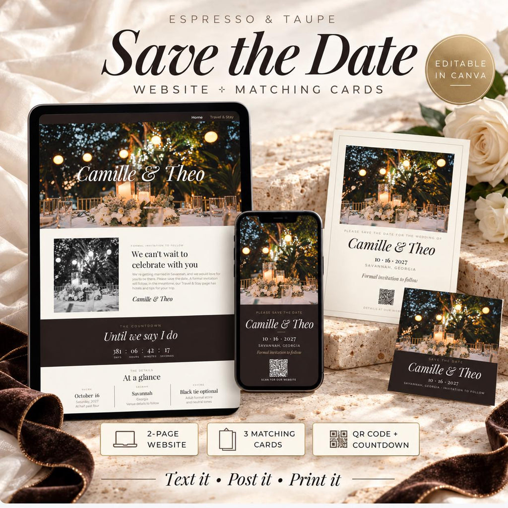 Espresso Save the Date Website Template