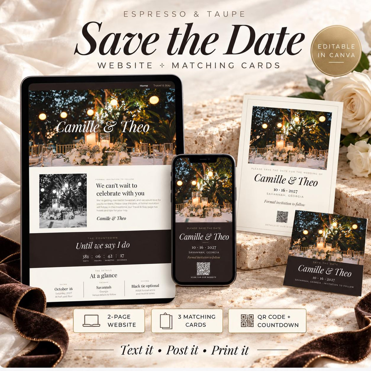 Espresso Save the Date Website Template