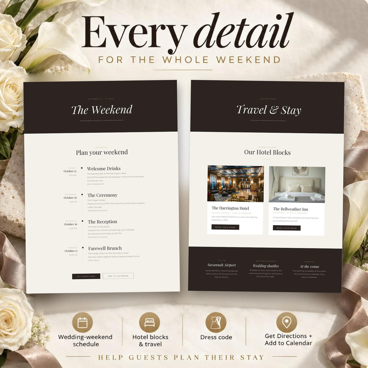 Espresso and Taupe Wedding Website Template with RSVP