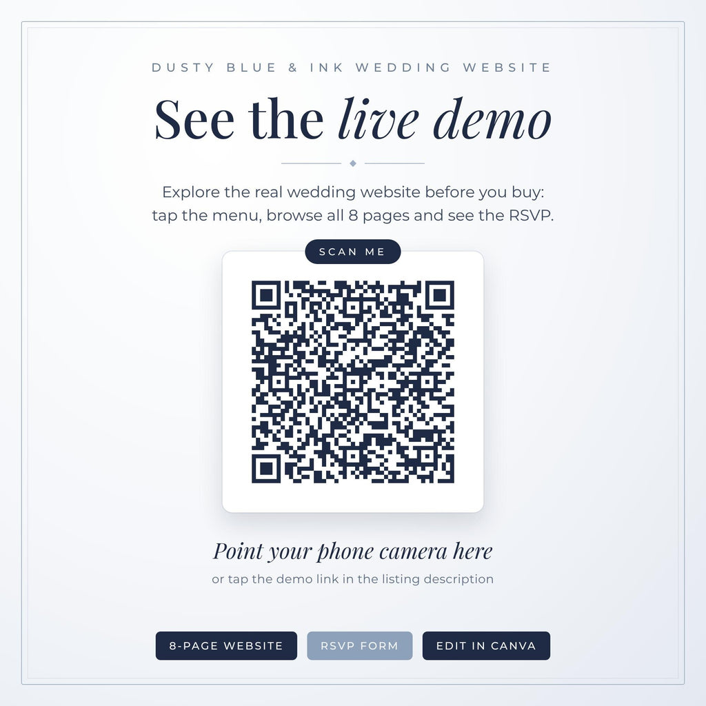 Dusty Blue Wedding Website Template with RSVP