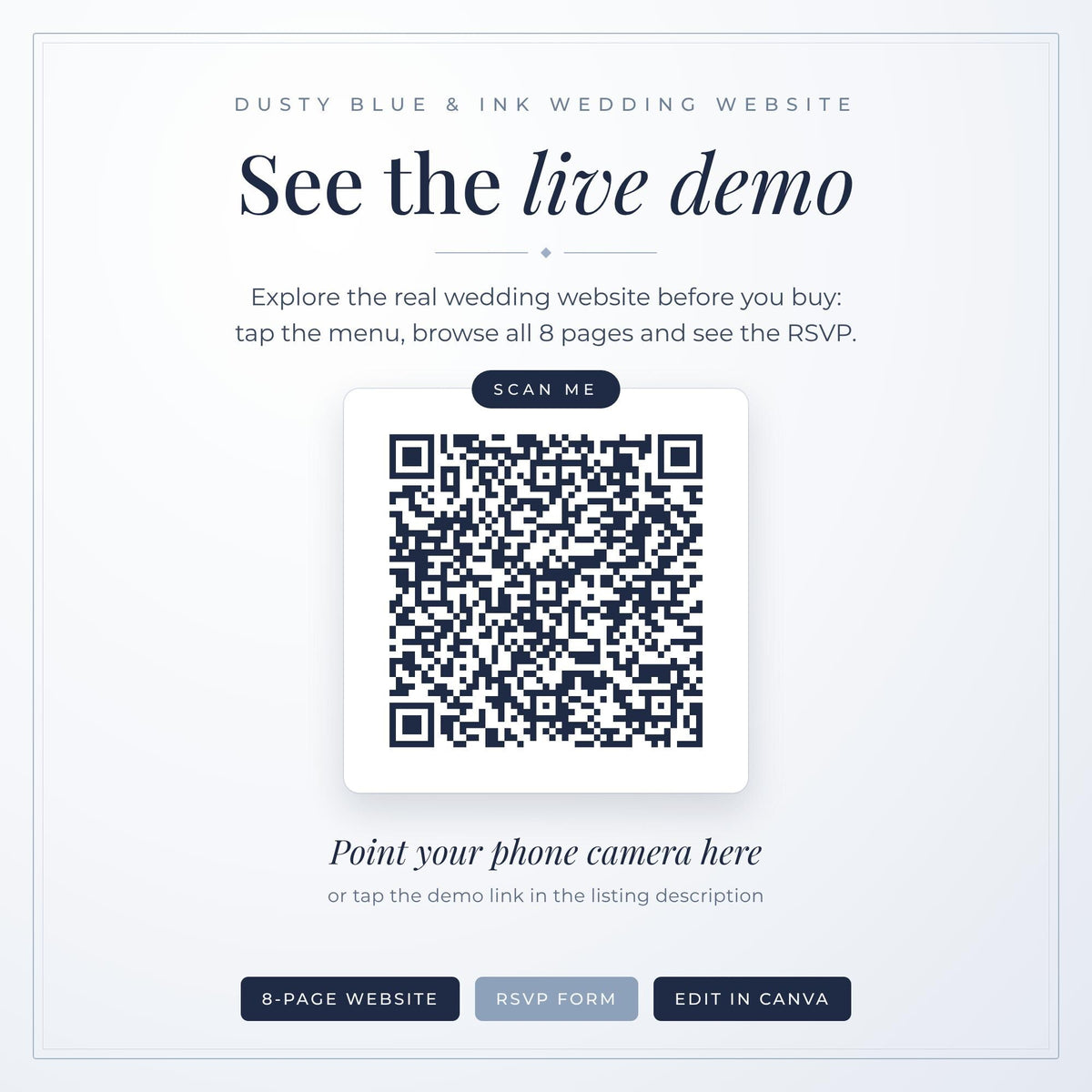 Dusty Blue Wedding Website Template with RSVP