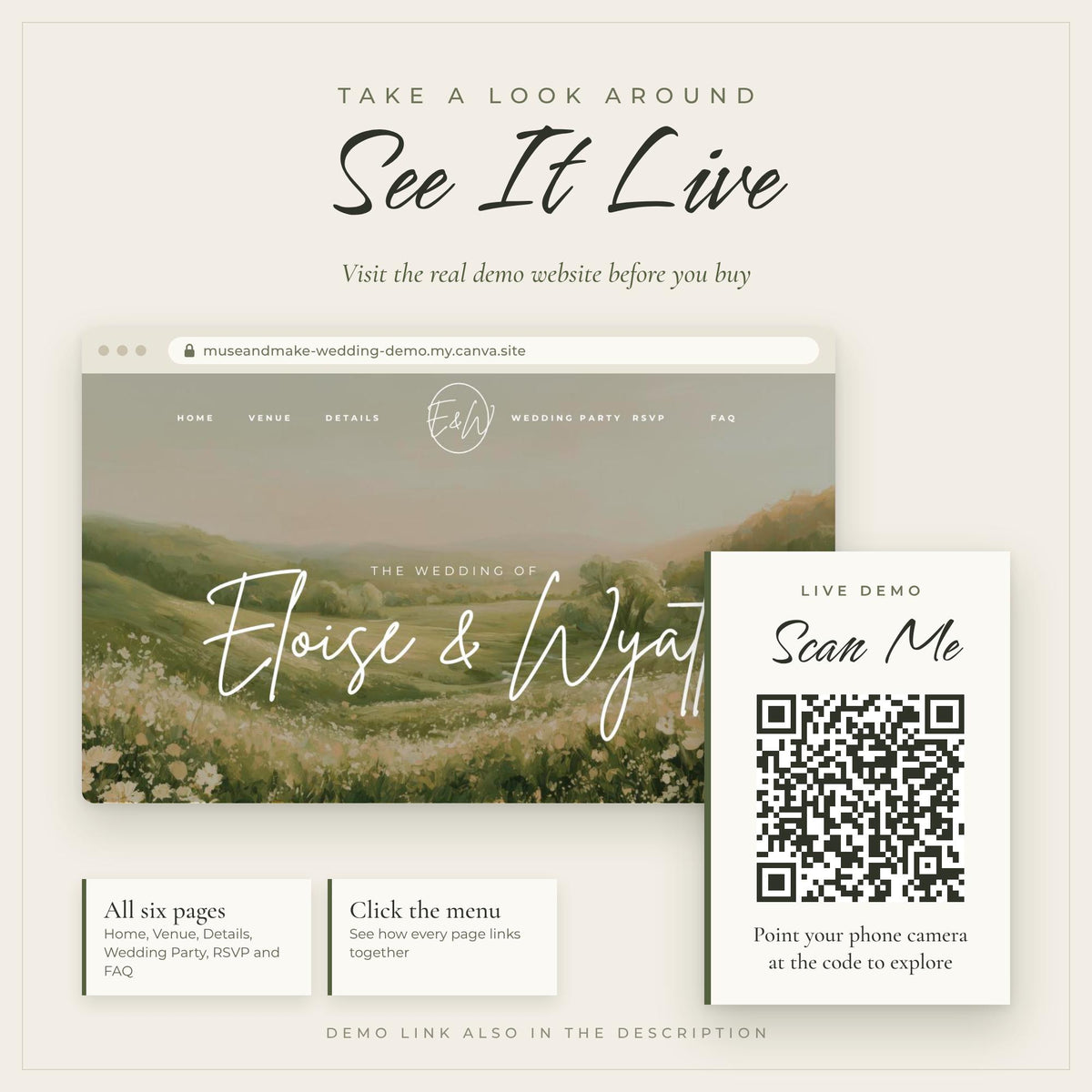 Rustic Wedding Website Template with RSVP