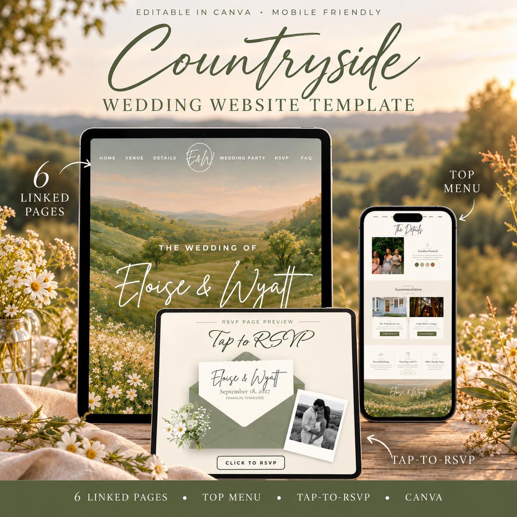 Rustic Wedding Website Template with RSVP