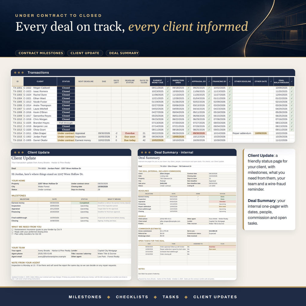 Real Estate Agent Spreadsheet