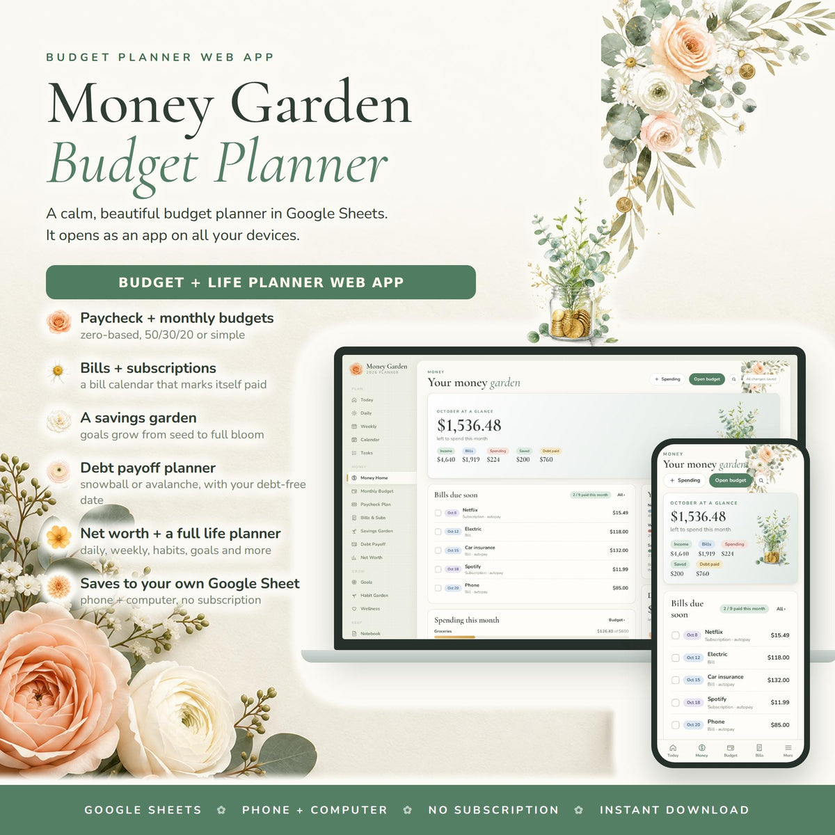 Budget Planner Google Sheets Web App