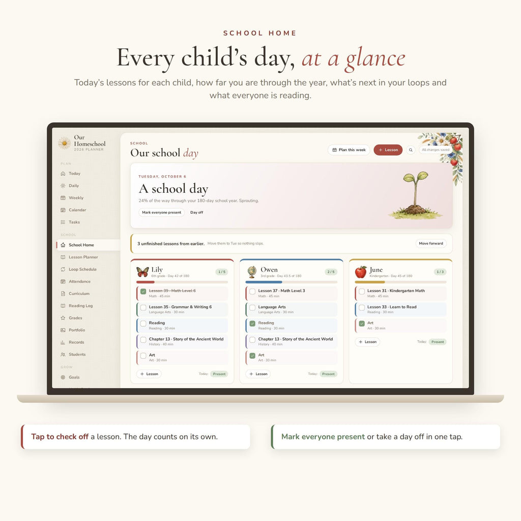 Homeschool Planner Google Sheets Web App