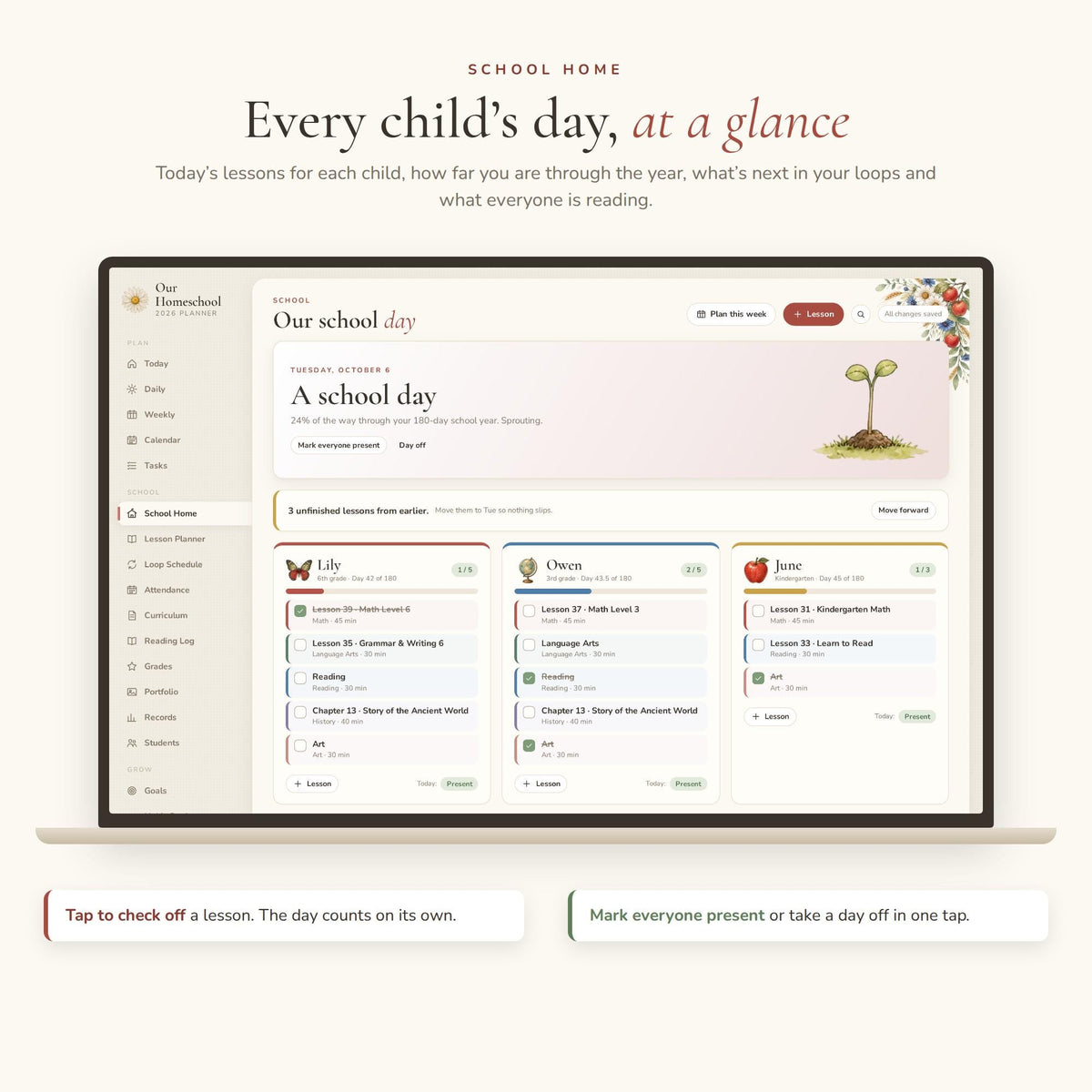 Homeschool Planner Google Sheets Web App
