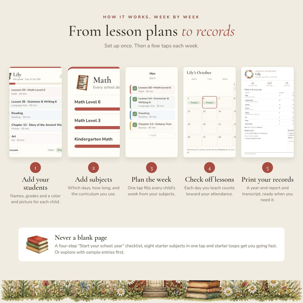 Homeschool Planner Google Sheets Web App