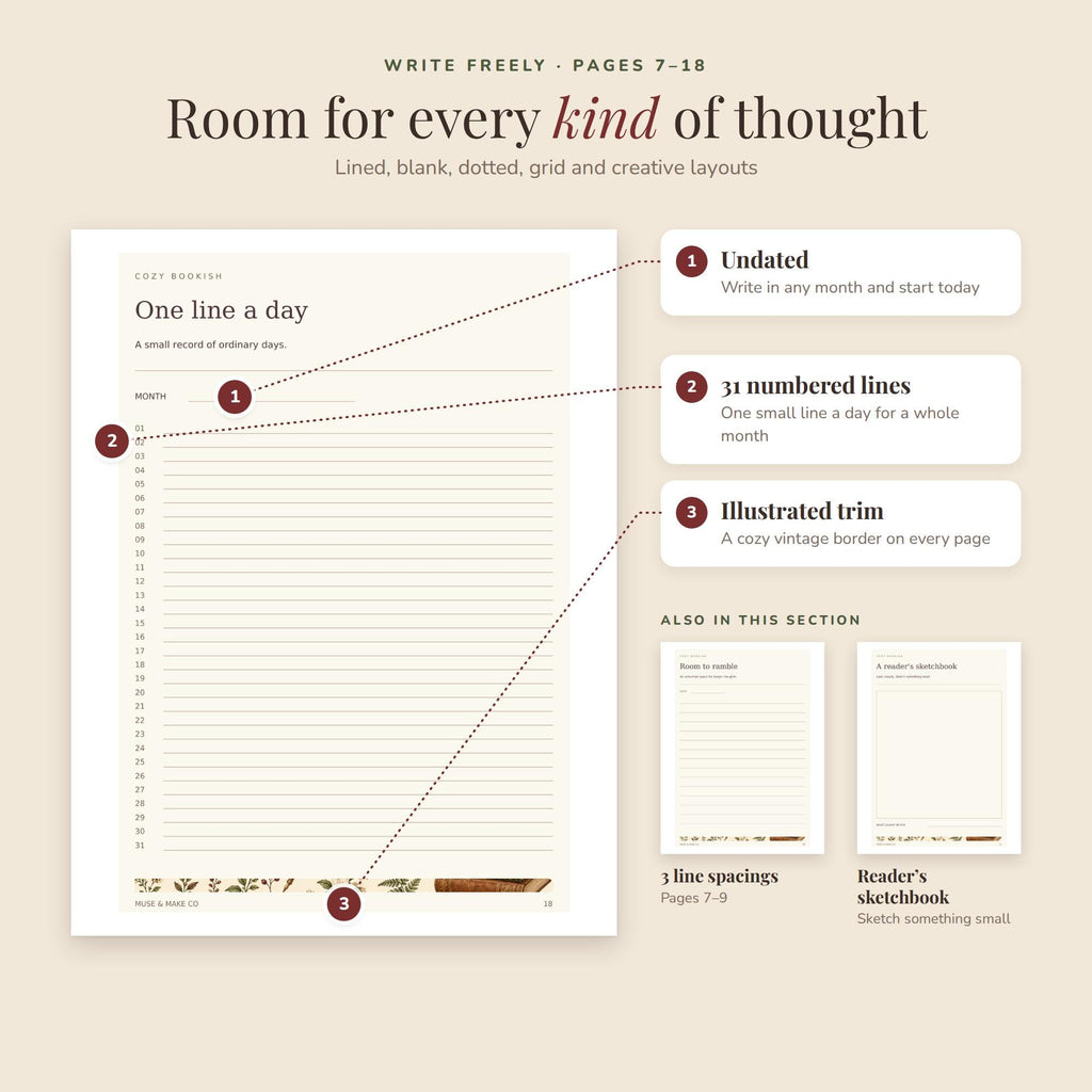 Cozy Bookish Printable Journal