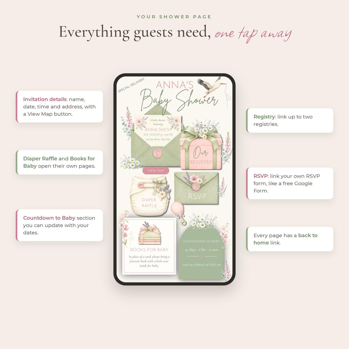 Baby Shower Website Template Canva