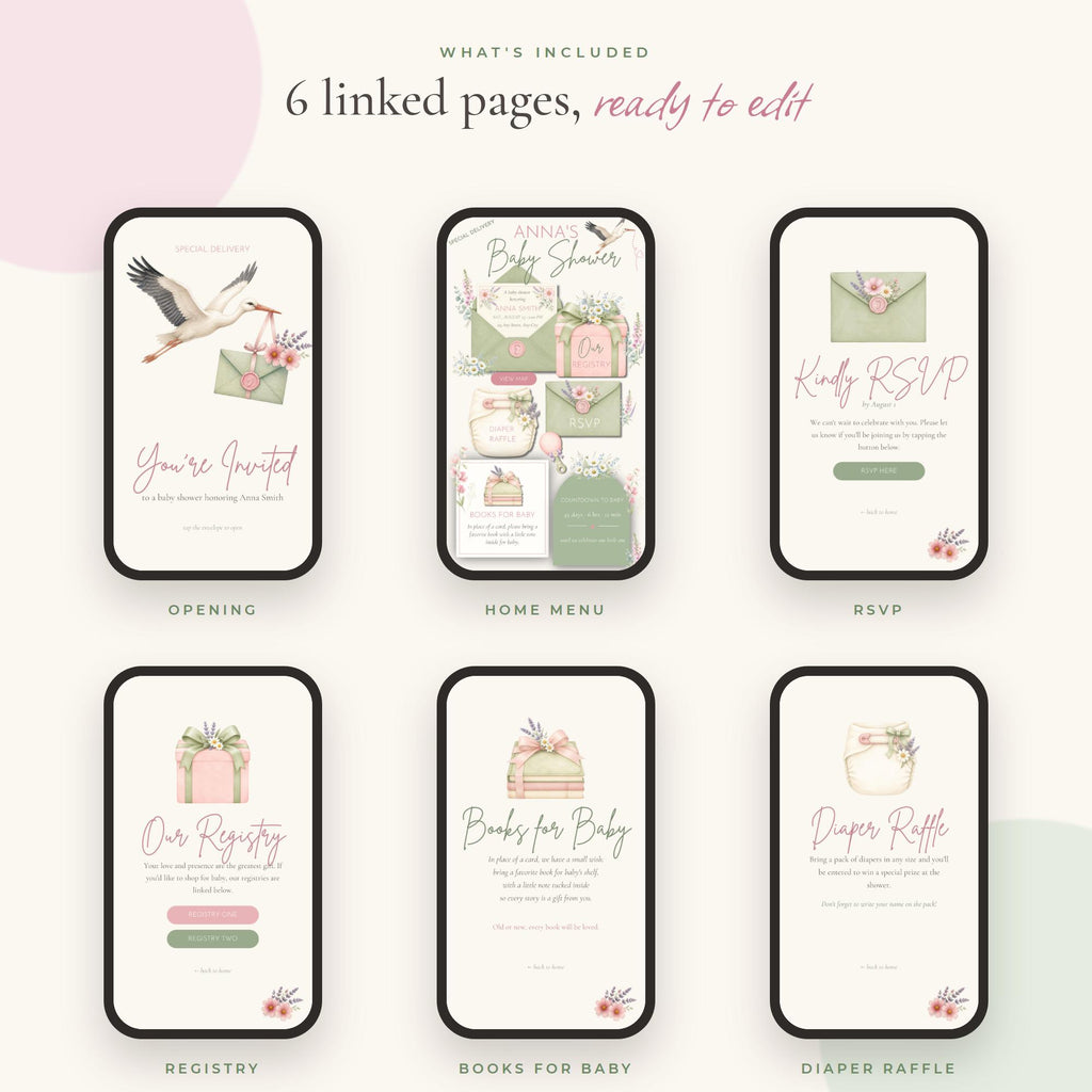 Baby Shower Website Template Canva