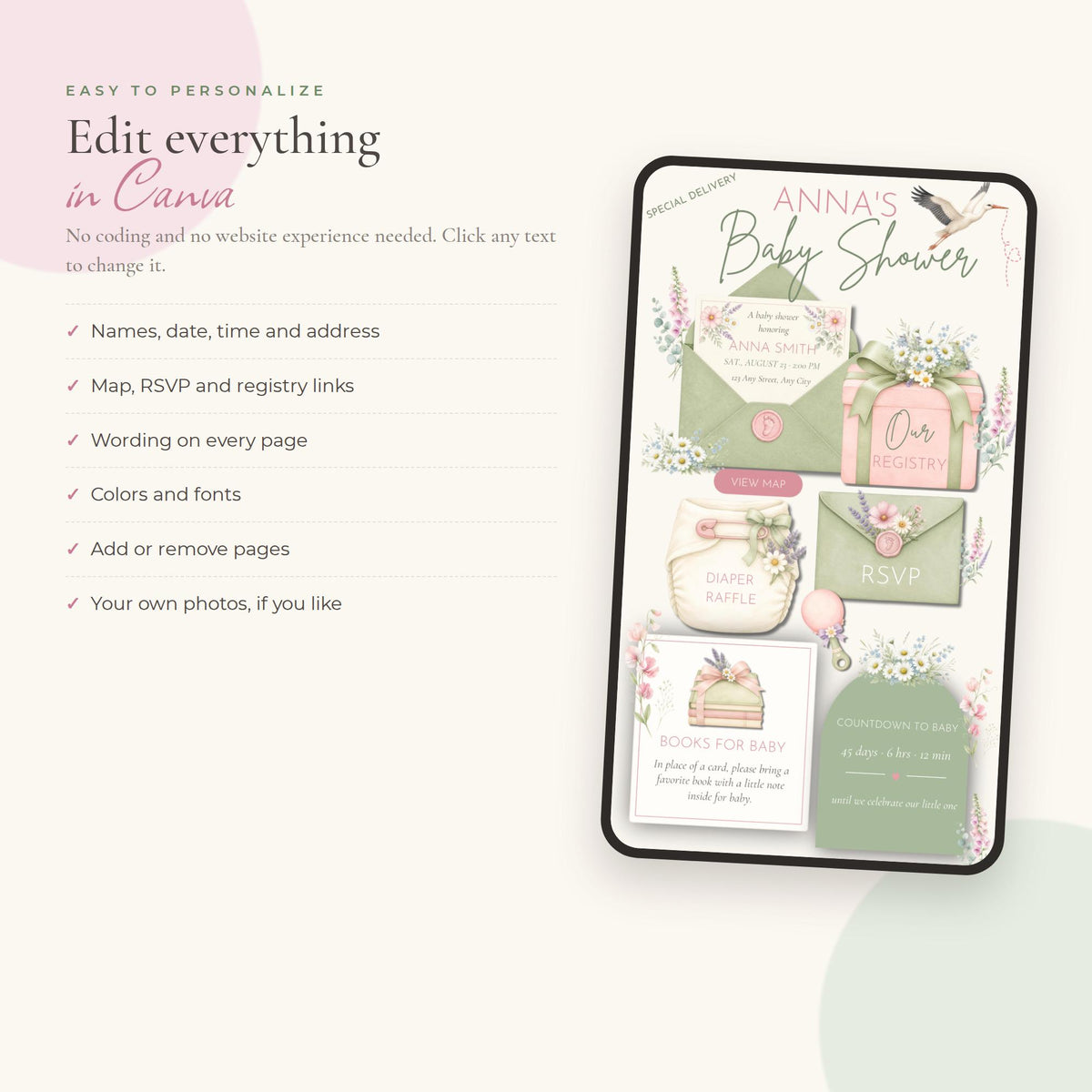Baby Shower Website Template Canva