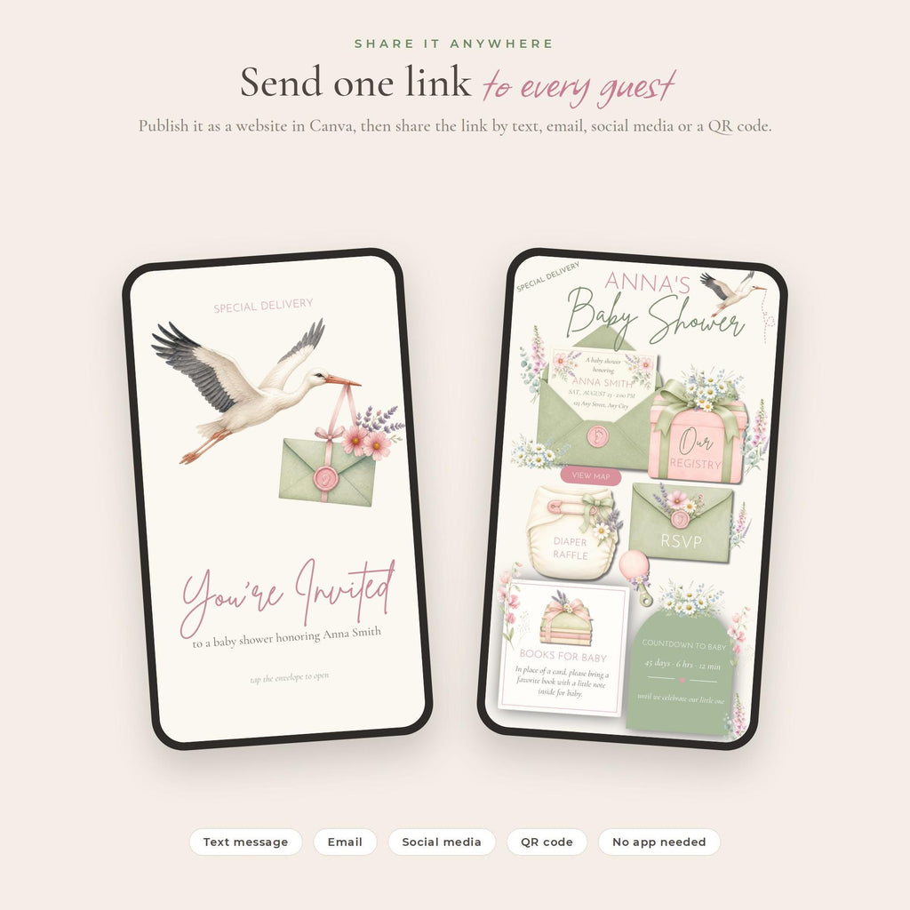 Baby Shower Website Template Canva