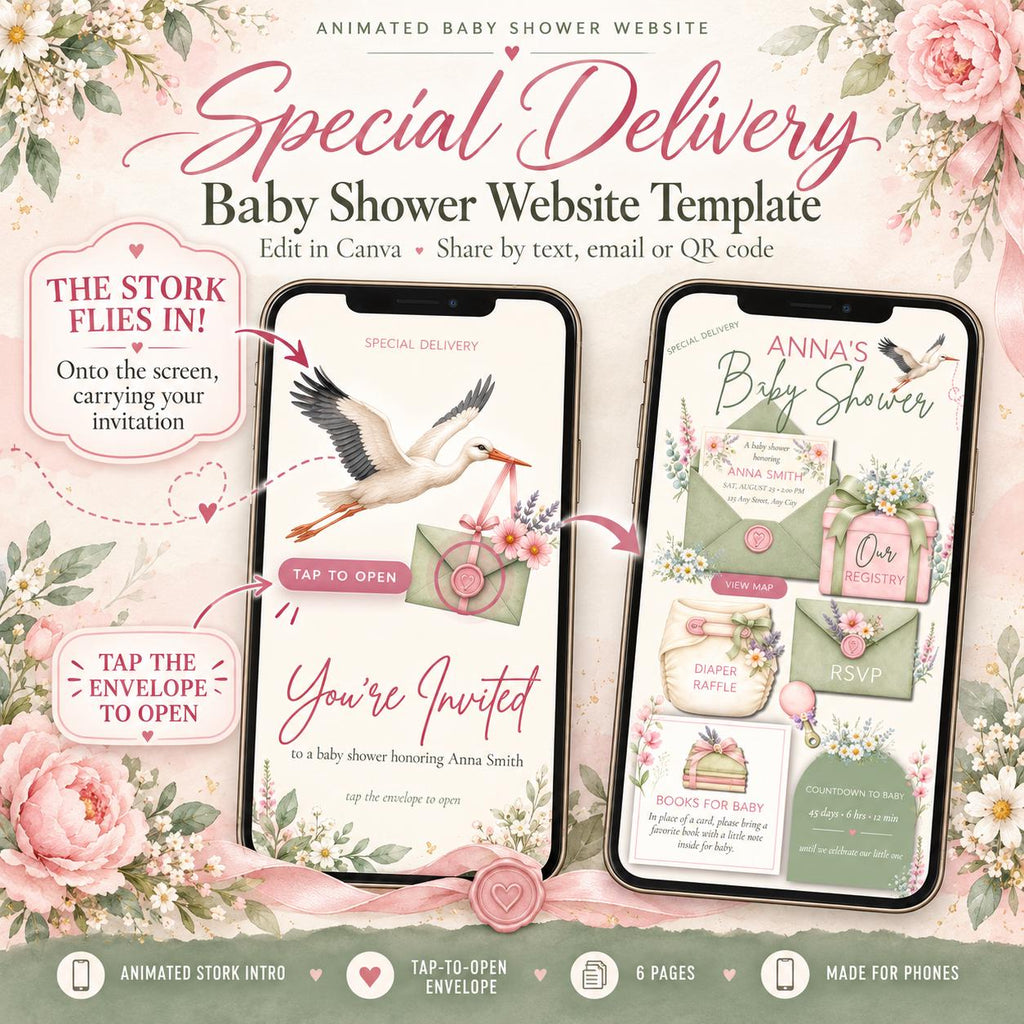 Baby Shower Website Template Canva