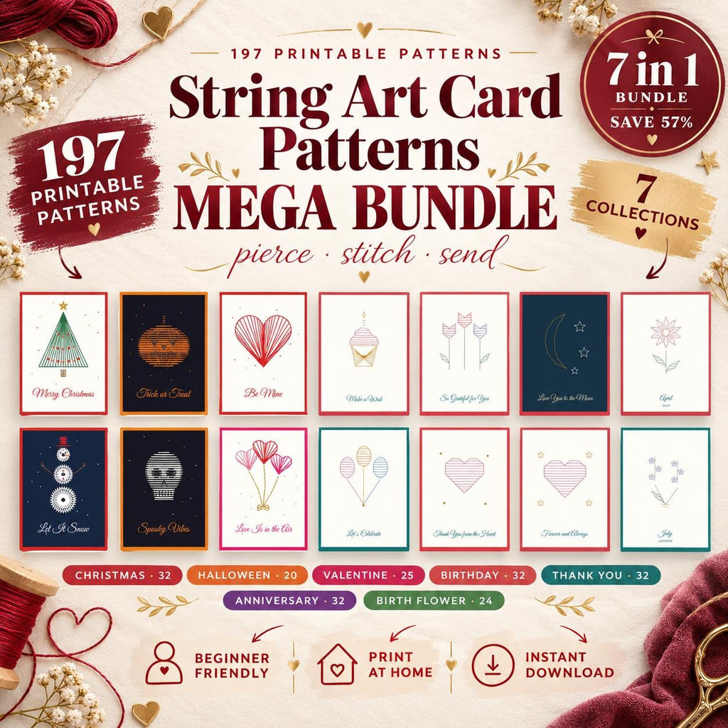 String Art Card Patterns Bundle