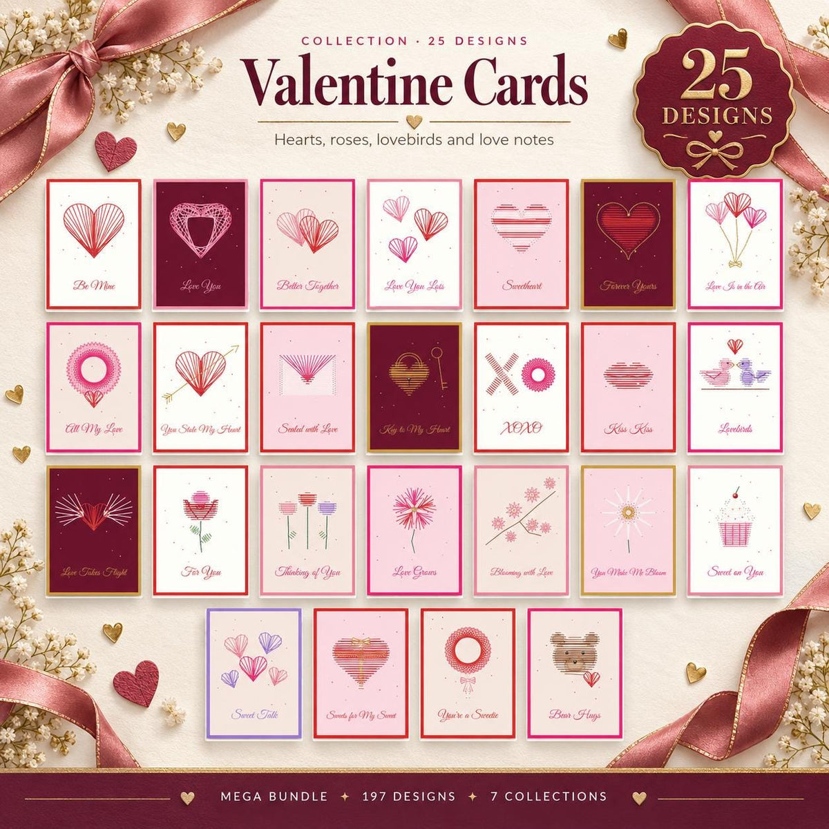 String Art Card Patterns Bundle
