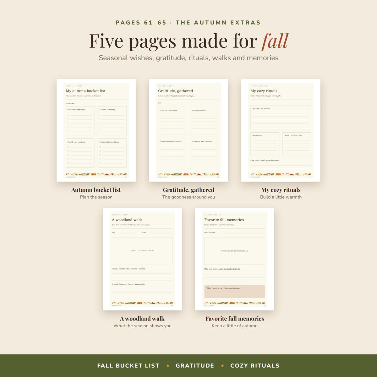 Autumn and Acorns Printable Journal