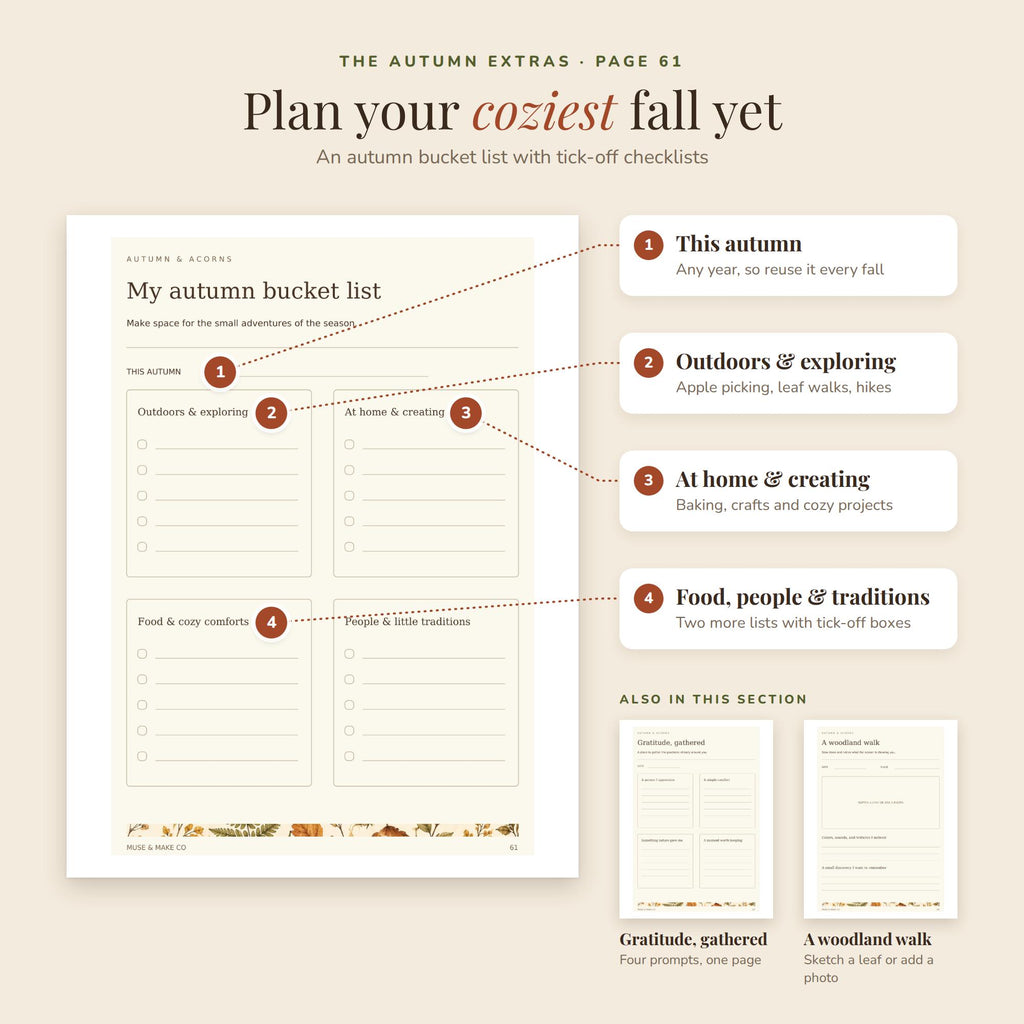Autumn and Acorns Printable Journal