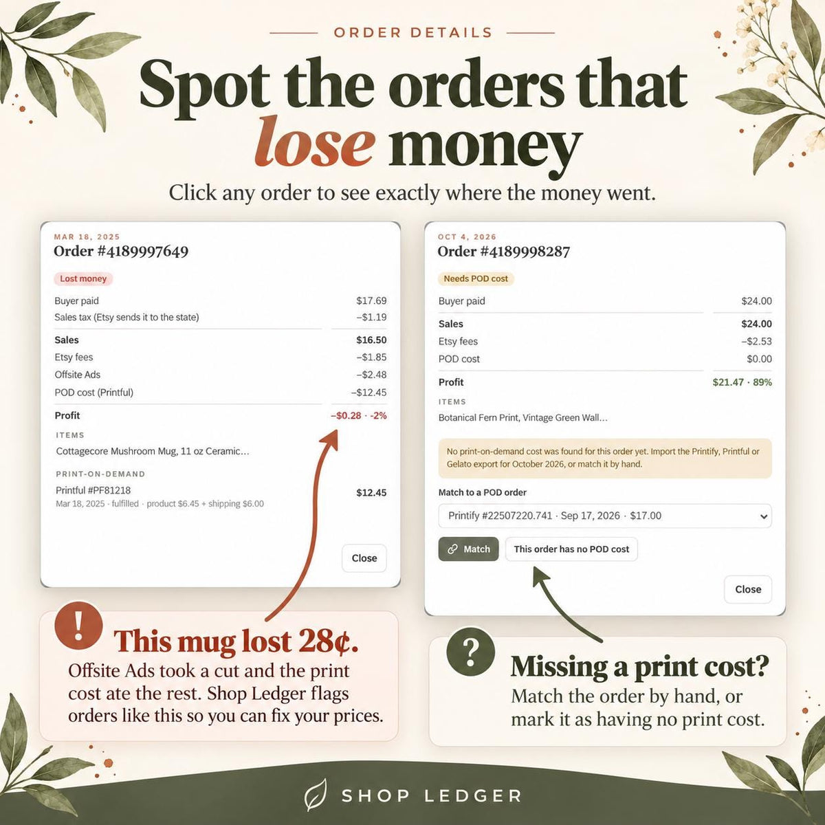 Etsy Seller Bookkeeping Spreadsheet POD