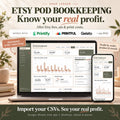Etsy Seller Bookkeeping Spreadsheet POD