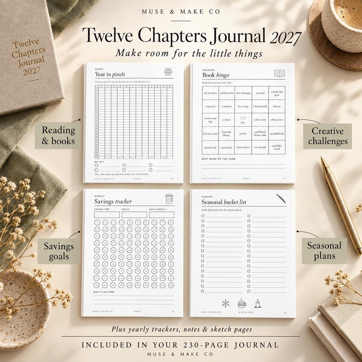 2027 Journal Bundle, 230 Printable Journal Pages