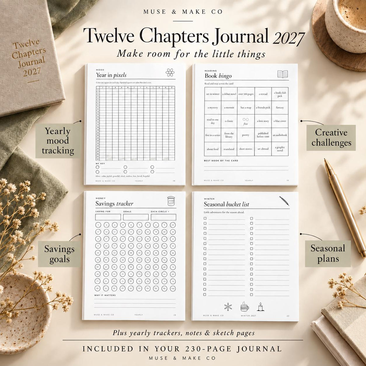 2027 Journal Bundle, 230 Printable Journal Pages