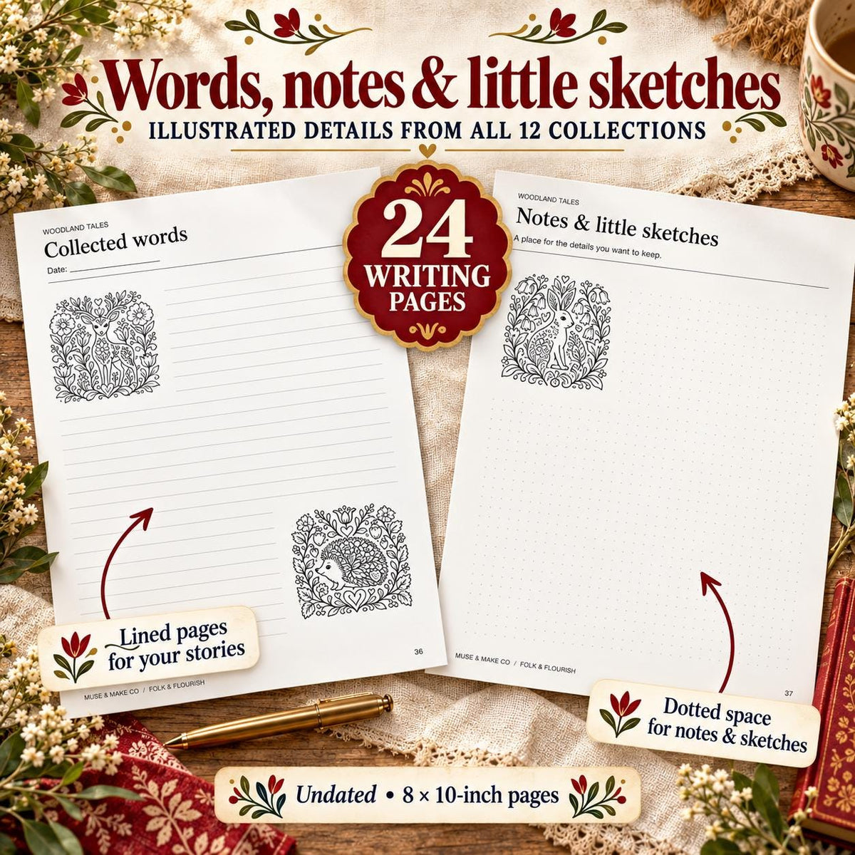 Folk Art Coloring Book Bundle