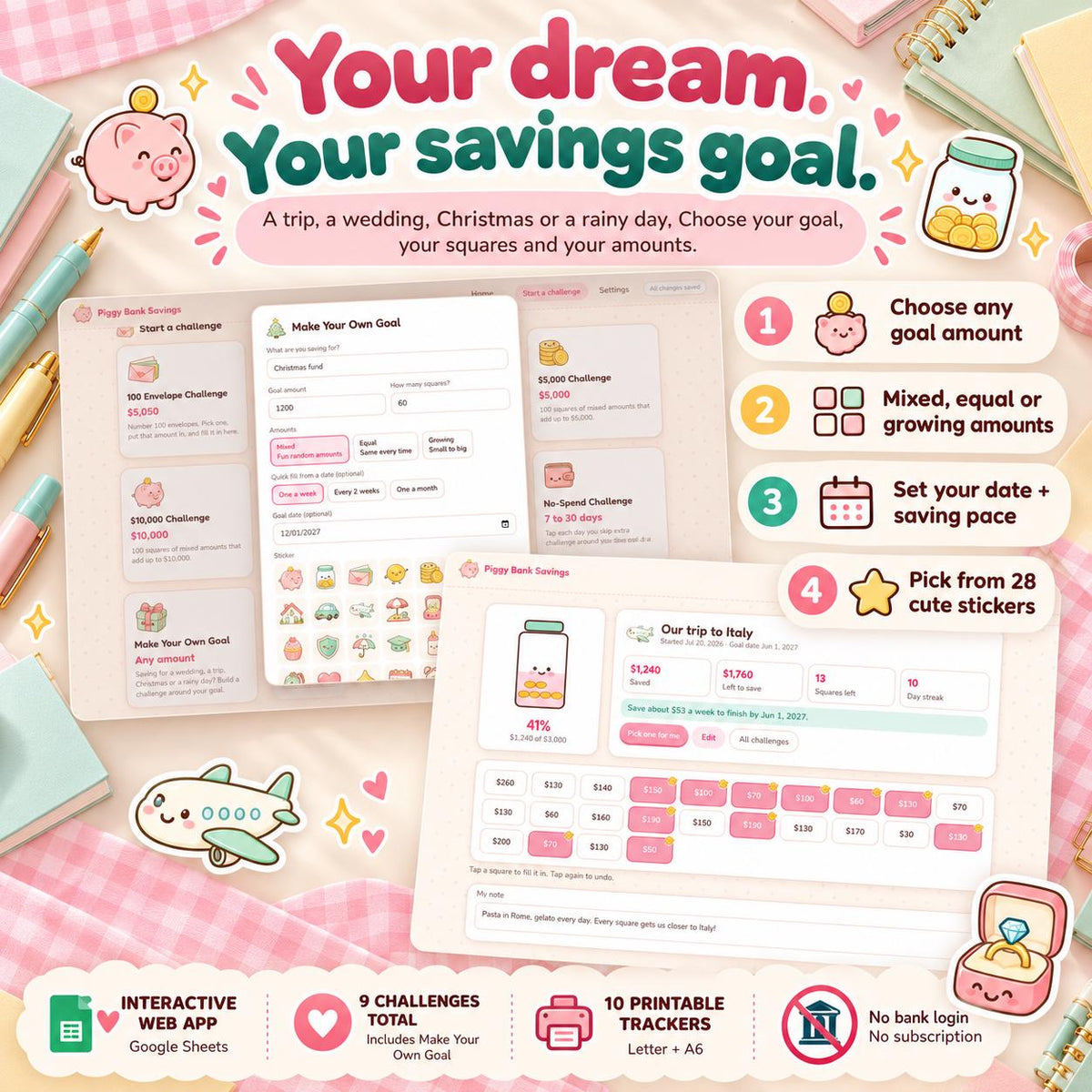 Savings Challenge Tracker Google Sheets Web App