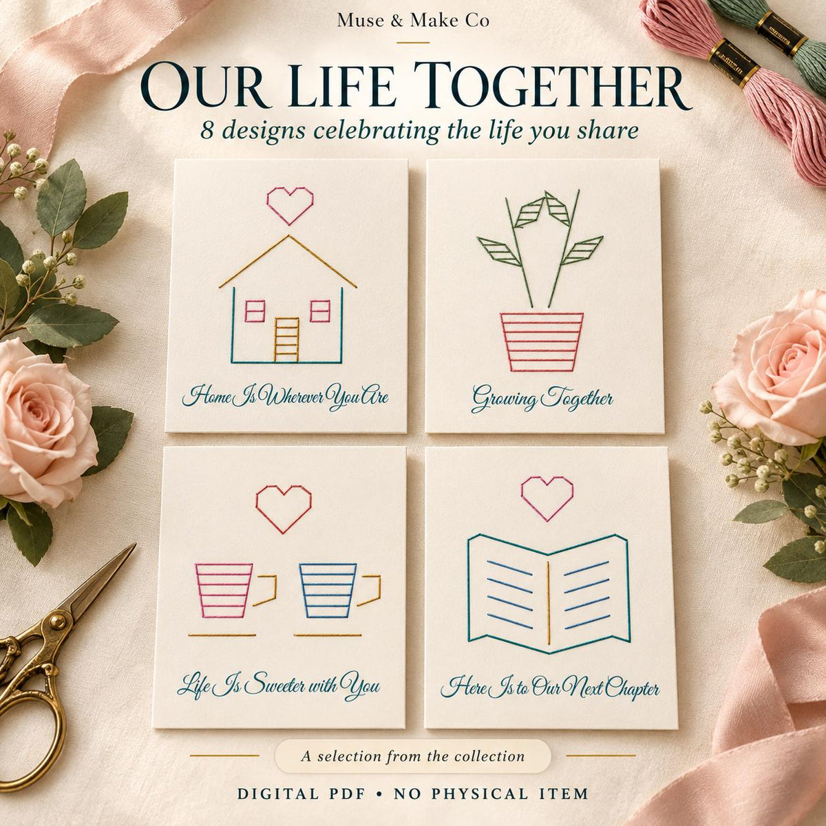 String Art Anniversary Cards Set