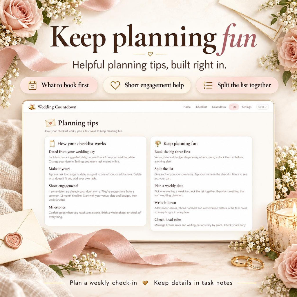 Wedding Checklist Countdown Timer Google Sheets App